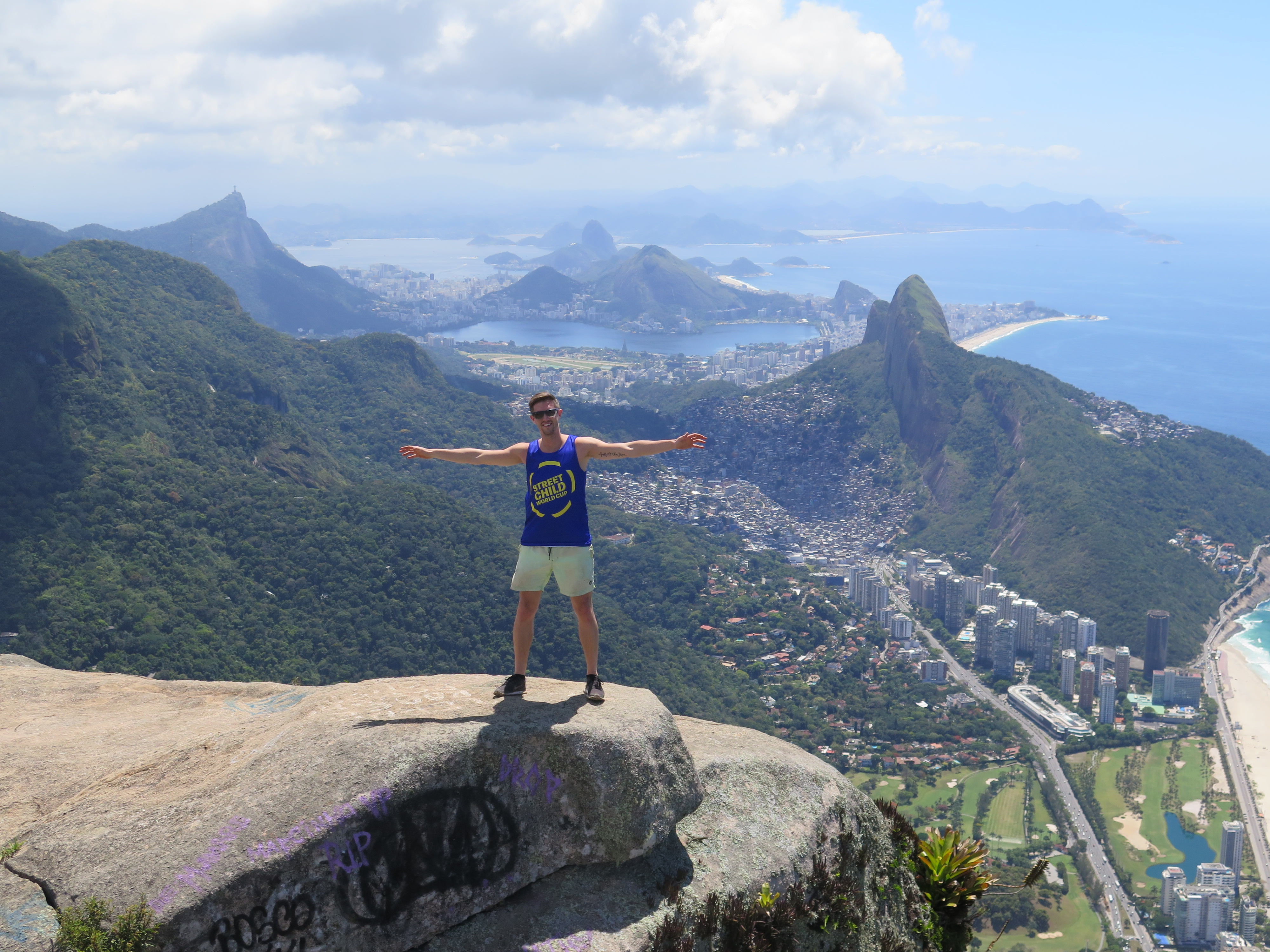 The Backpacker Intern on top of Pedra da Gávea Rio